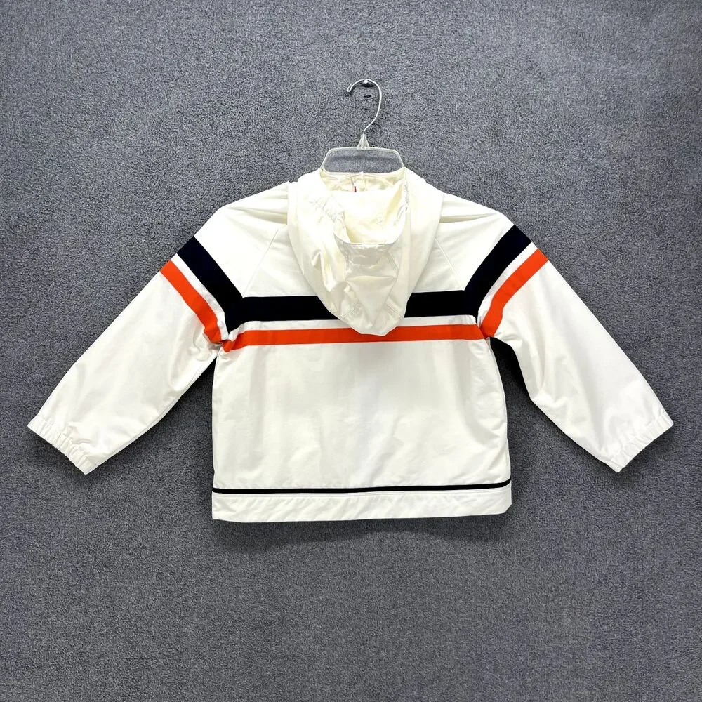 Lands End Kids Jacket Medium 5-6 White Full‎ Zip Hooded Pockets Lightweight